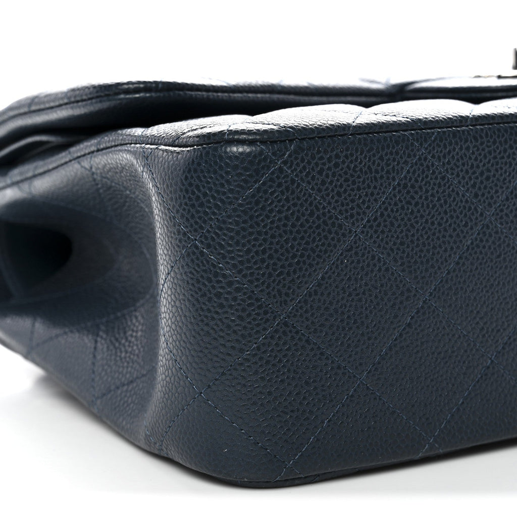 Chanel Caviar Quilted Jumbo Double Flap Blue