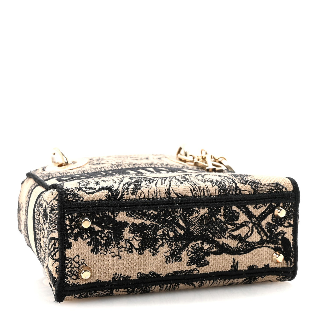 Christian Dior Canvas Toile De Jouy Embroidered Mini Lady D-Lite Beige Mullticolor