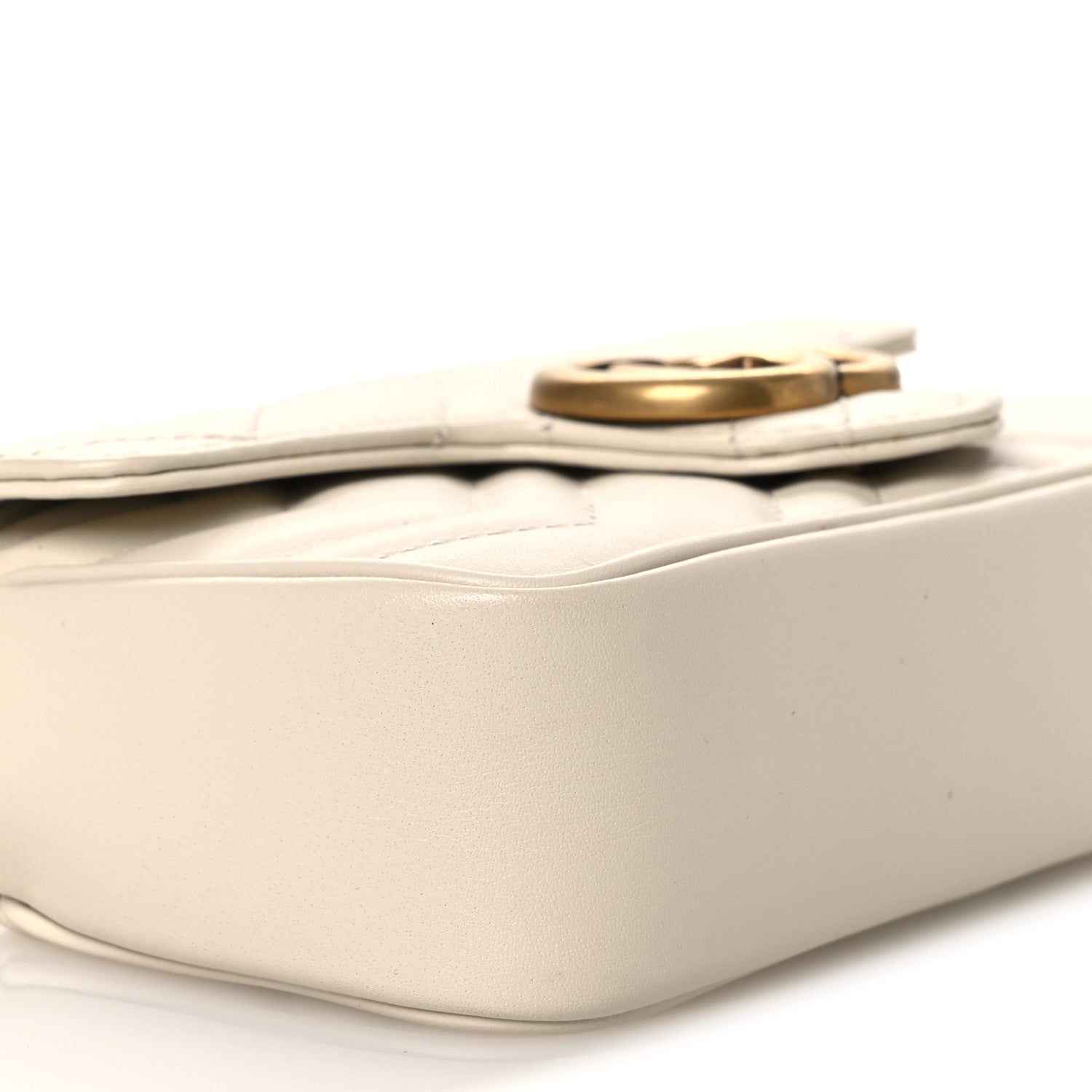 Gucci Calfskin Matelasse Super Mini GG Marmont Shoulder Bag White