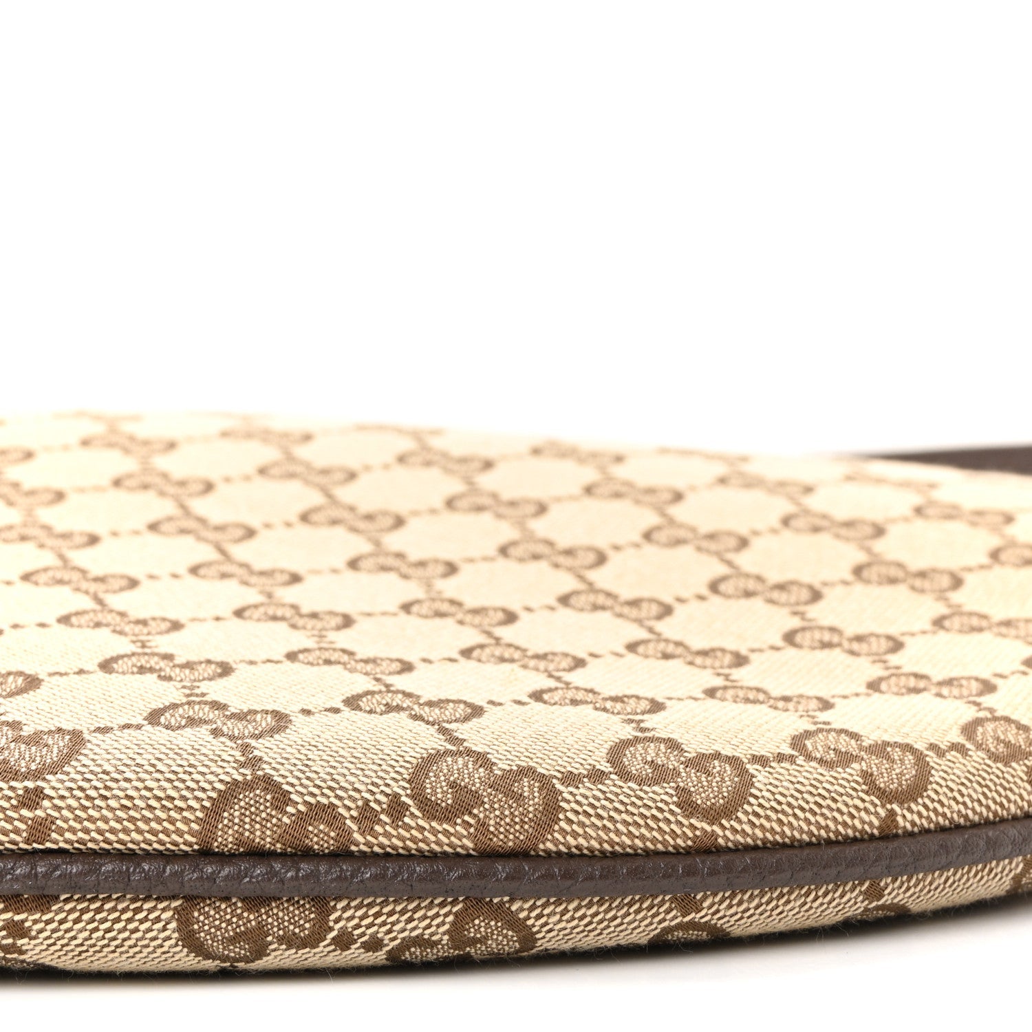 Gucci Monogram Calfskin Web Medium B Shoulder Bag Beige Brown