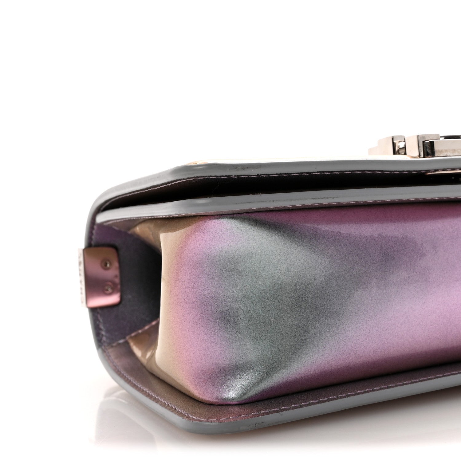 Chanel Iridescent Patent Calfskin PVC Quilted Small Boy Flap Light Purple