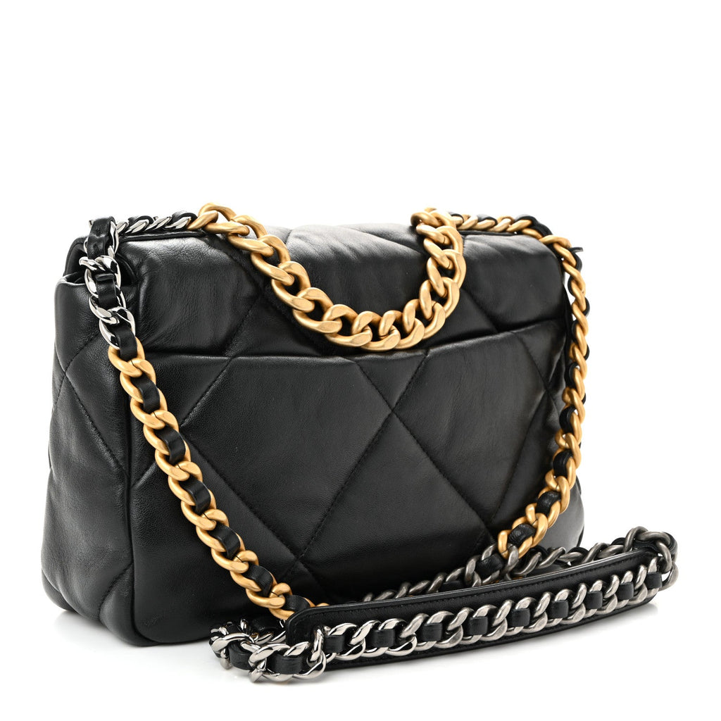 Chanel Lambskin Quilted Medium Chanel 19 Flap Black