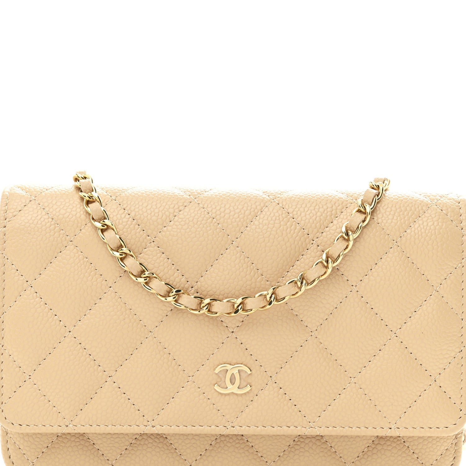 Chanel Caviar Quilted Wallet on Chain WOC Beige