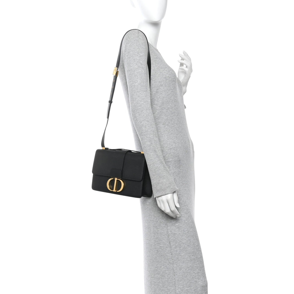 Christian Dior Grained Calfskin 30 Montaigne Flap Bag Black