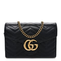 Gucci Calfskin Matelasse GG Marmont Chain Wallet Black