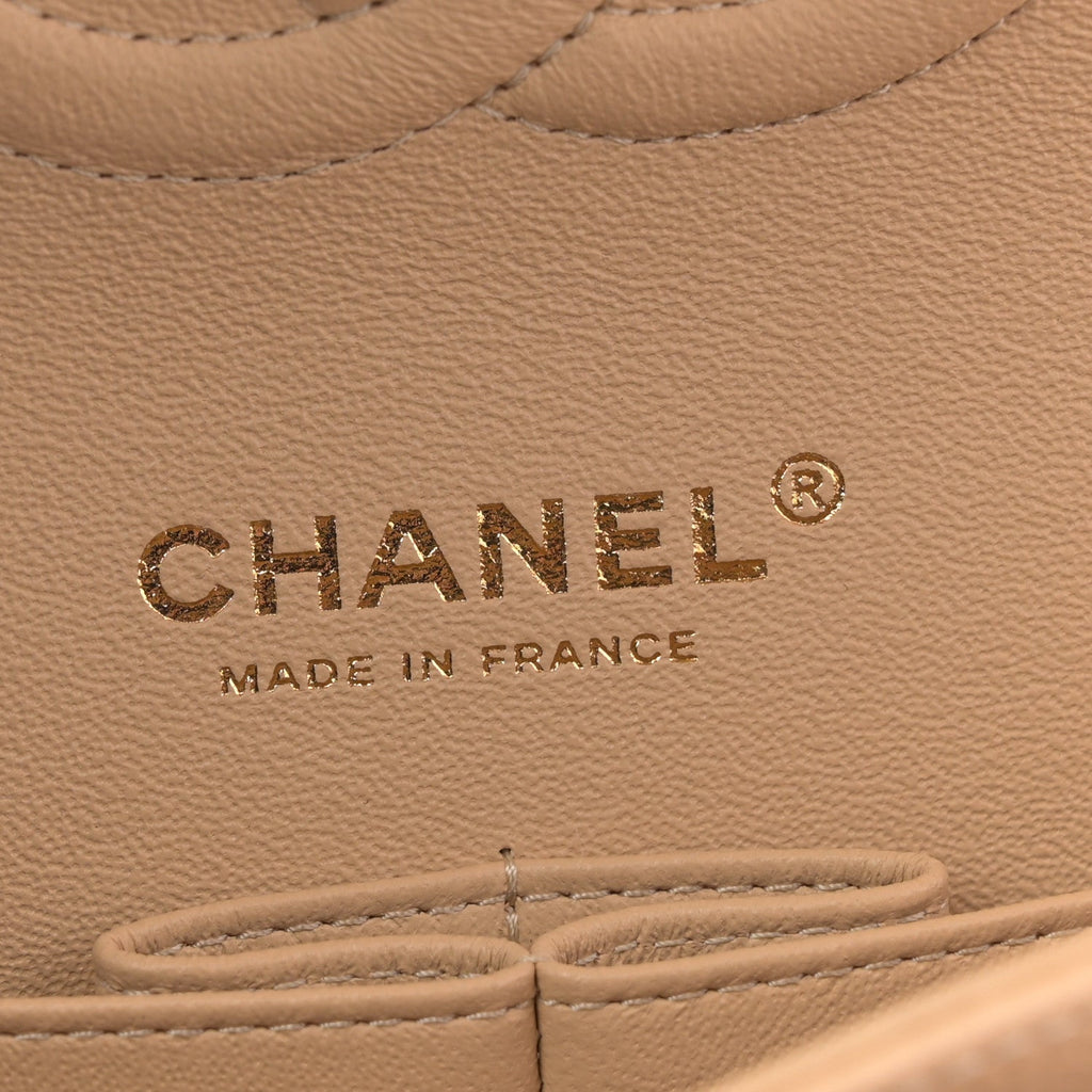 Chanel Caviar Quilted Medium Double Flap Beige
