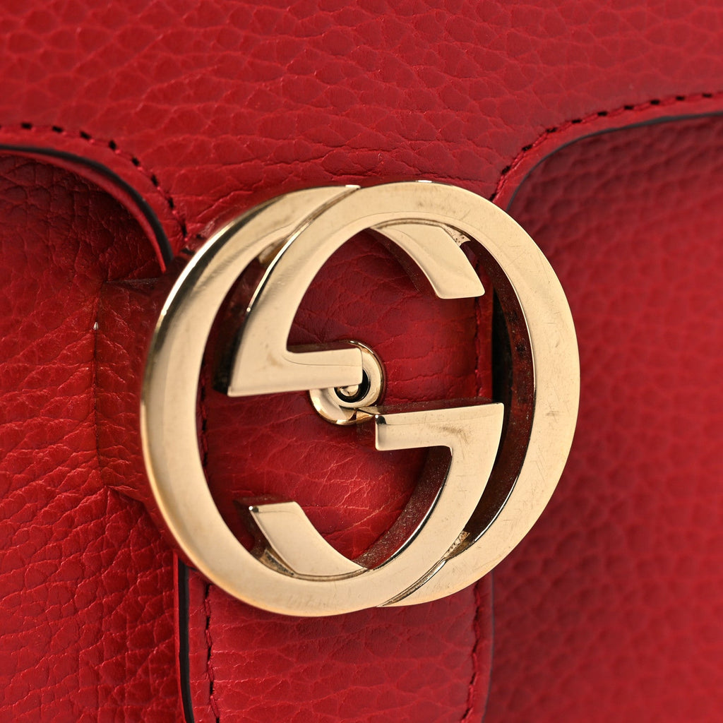 Gucci Dollar Calfskin Small Interlocking G Shoulder Bag Red
