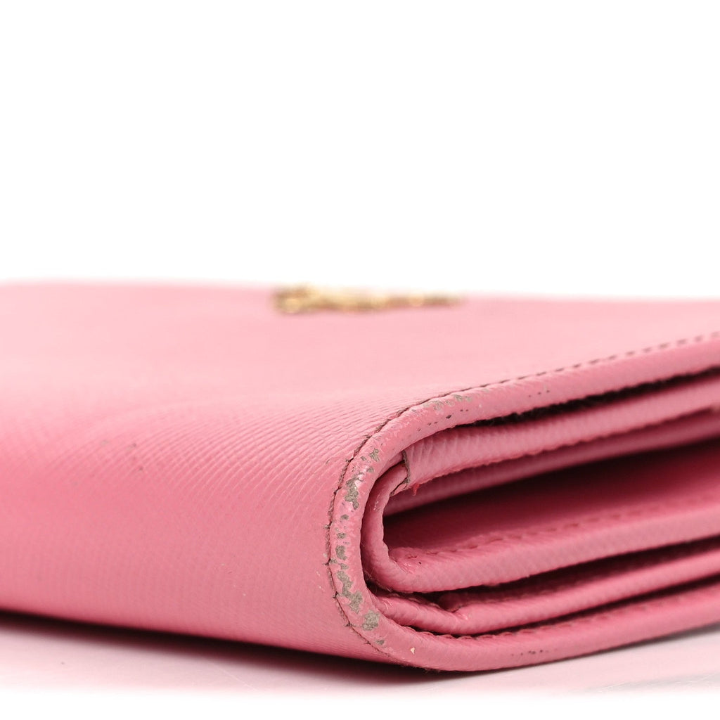Prada Saffiano Metal Compact Wallet Peonia Petalo