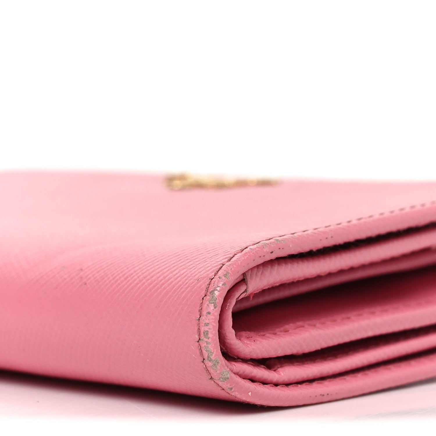 Prada Saffiano Metal Compact Wallet Peonia Petalo