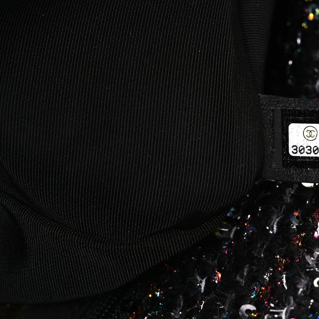 Chanel Tweed Sequin Quilted Medium Chanel 19 Flap Black Multicolor