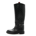 Gucci Guccissima Michelangelo Slim Horsebit Riding Boots 37 Black