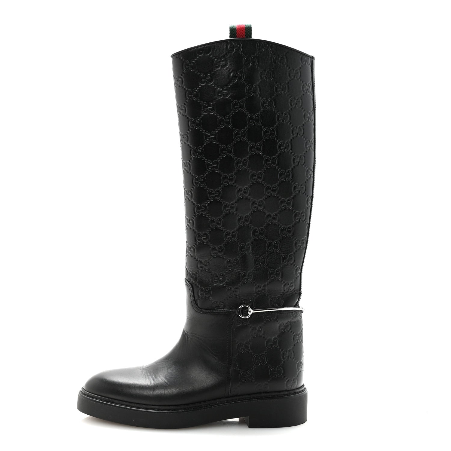 Gucci Guccissima Michelangelo Slim Horsebit Riding Boots 37 Black