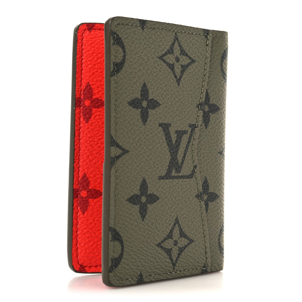 Louis Vuitton Monogram Pocket Organizer NM Khaki Green Vermillion Red