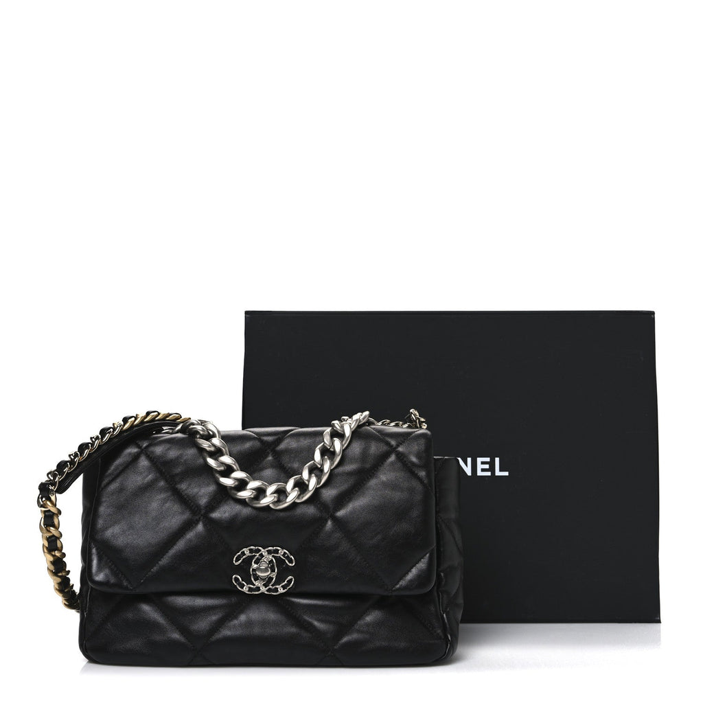 Chanel Lambskin Quilted Large Chanel 19 Flap Black