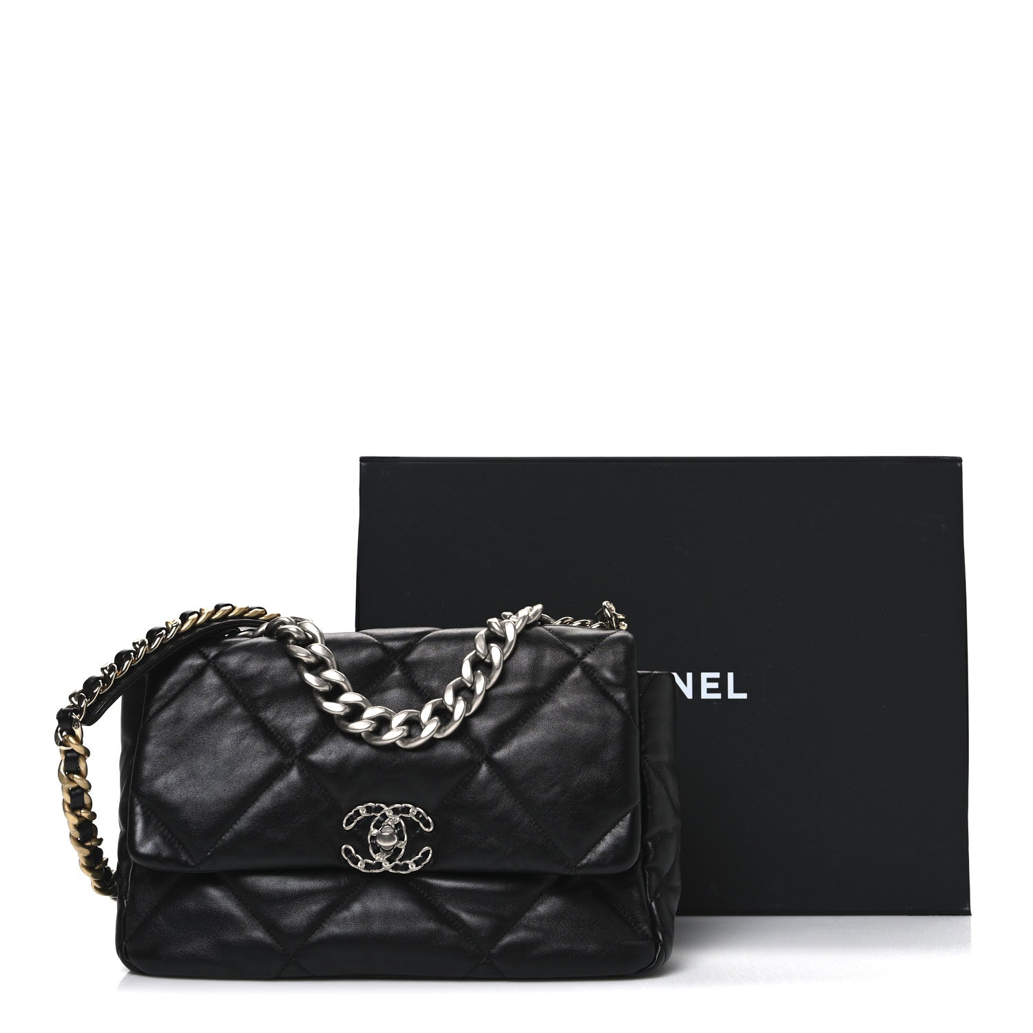 Chanel Lambskin Quilted Large Chanel 19 Flap Black