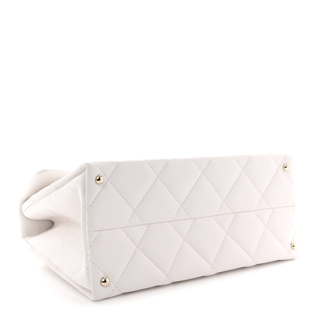 Chanel Caviar Quilted Medium Retro Twist Top Handle Flap White