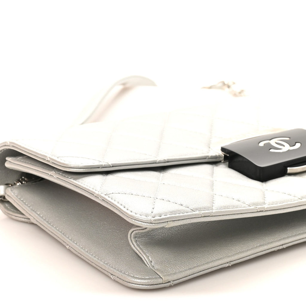 Chanel Metallic Sheepskin Quilted Small Beauty Lock Flap Silver