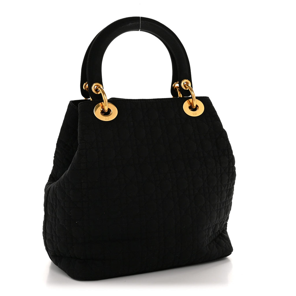 Christian Dior Nylon Cannage Medium Lady Dior Black