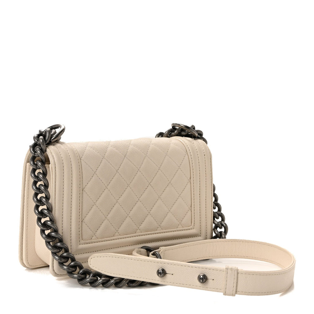 Chanel Caviar Quilted Small Boy Flap White