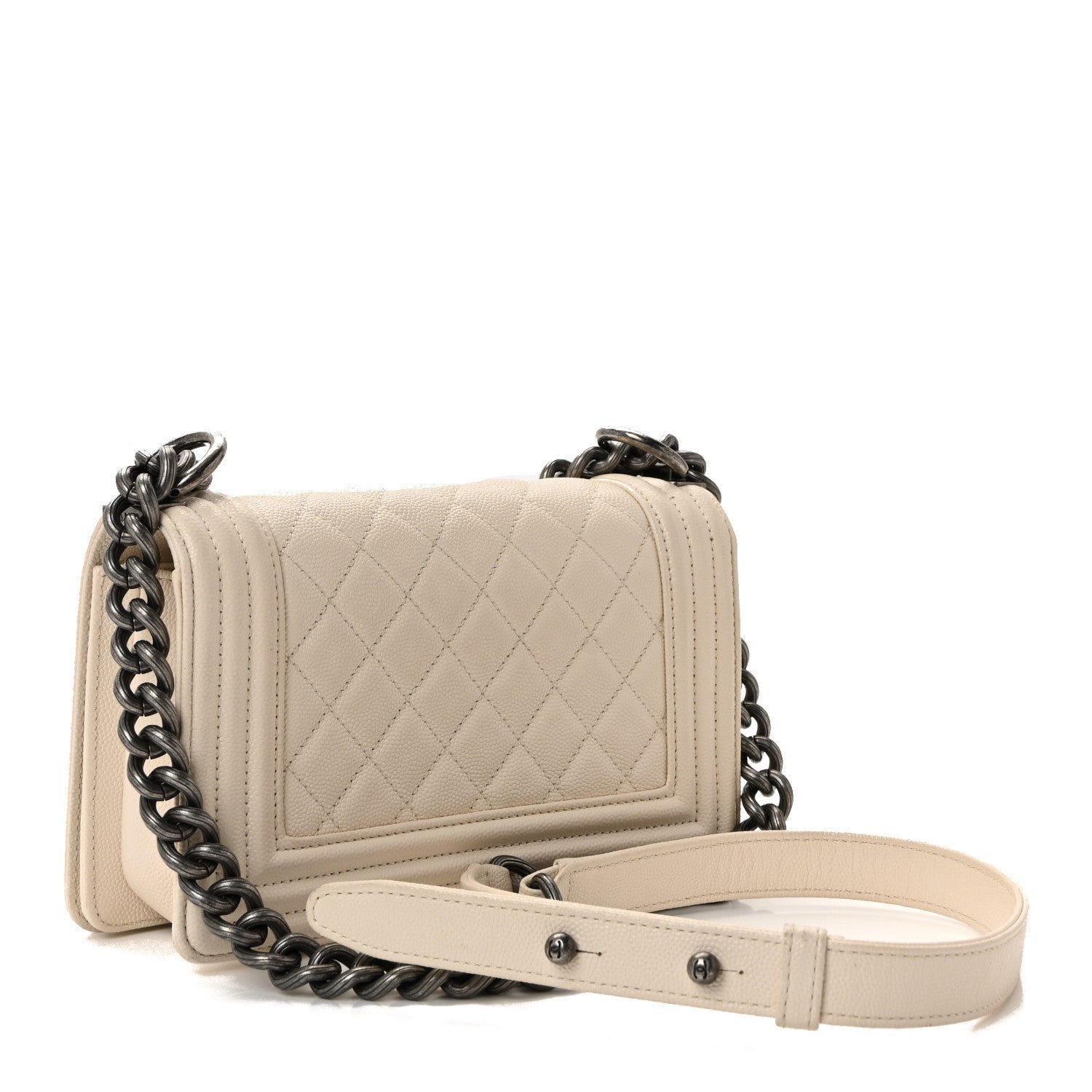 Chanel Caviar Quilted Small Boy Flap White