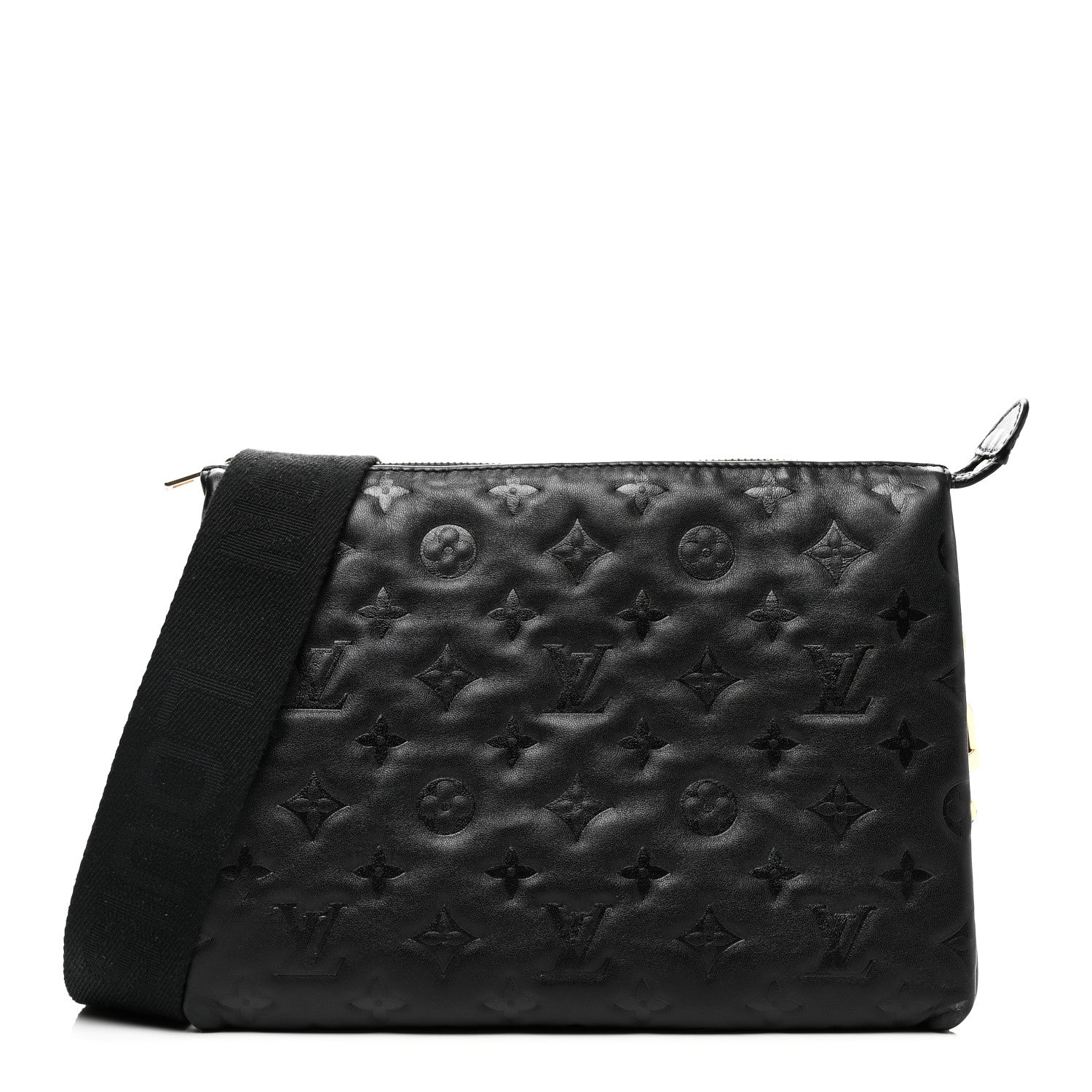 Louis Vuitton Lambskin Embossed Monogram Coussin PM Black