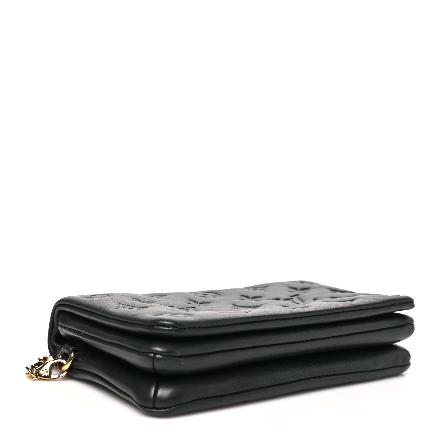 Louis Vuitton Lambskin Embossed Monogram Pochette Coussin Black