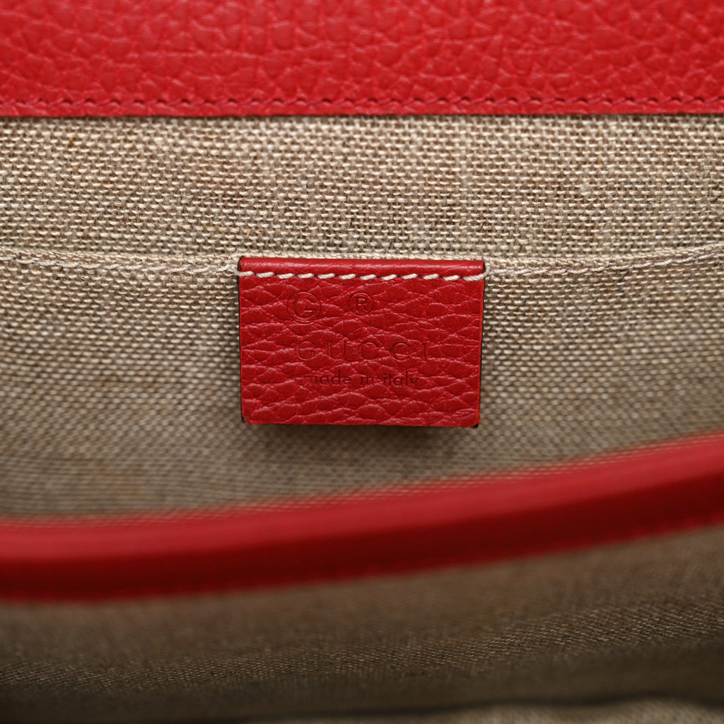 Gucci Dollar Calfskin Small Interlocking G Shoulder Bag Red