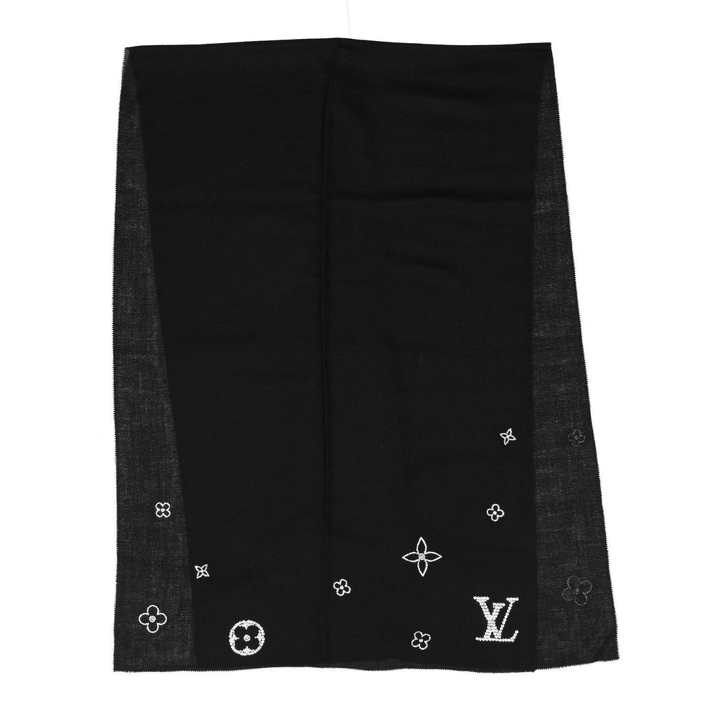 Louis Vuitton Cashmere Swarovski Crystal Monte Carlo Stole Black