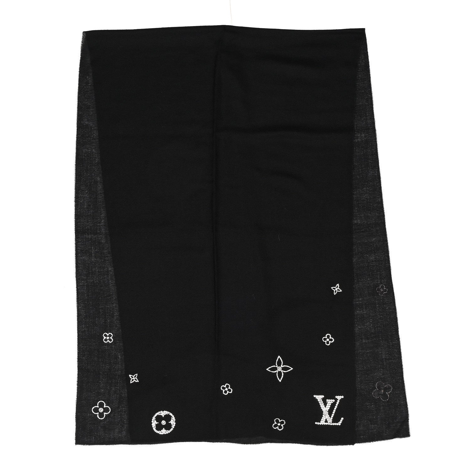 Louis Vuitton Cashmere Swarovski Crystal Monte Carlo Stole Black