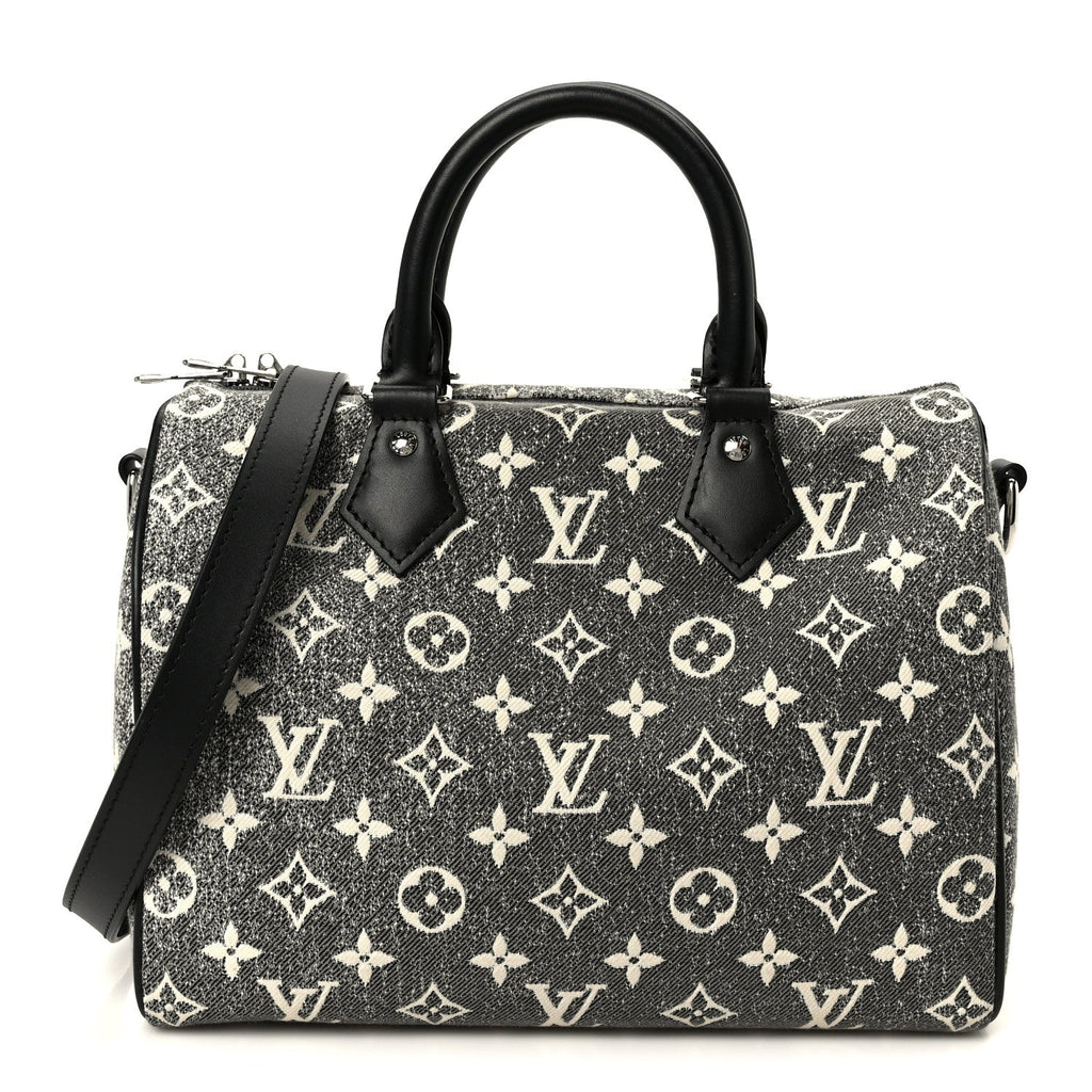 Louis Vuitton Denim Monogram Jacquard Speedy Bandouliere 25 Black