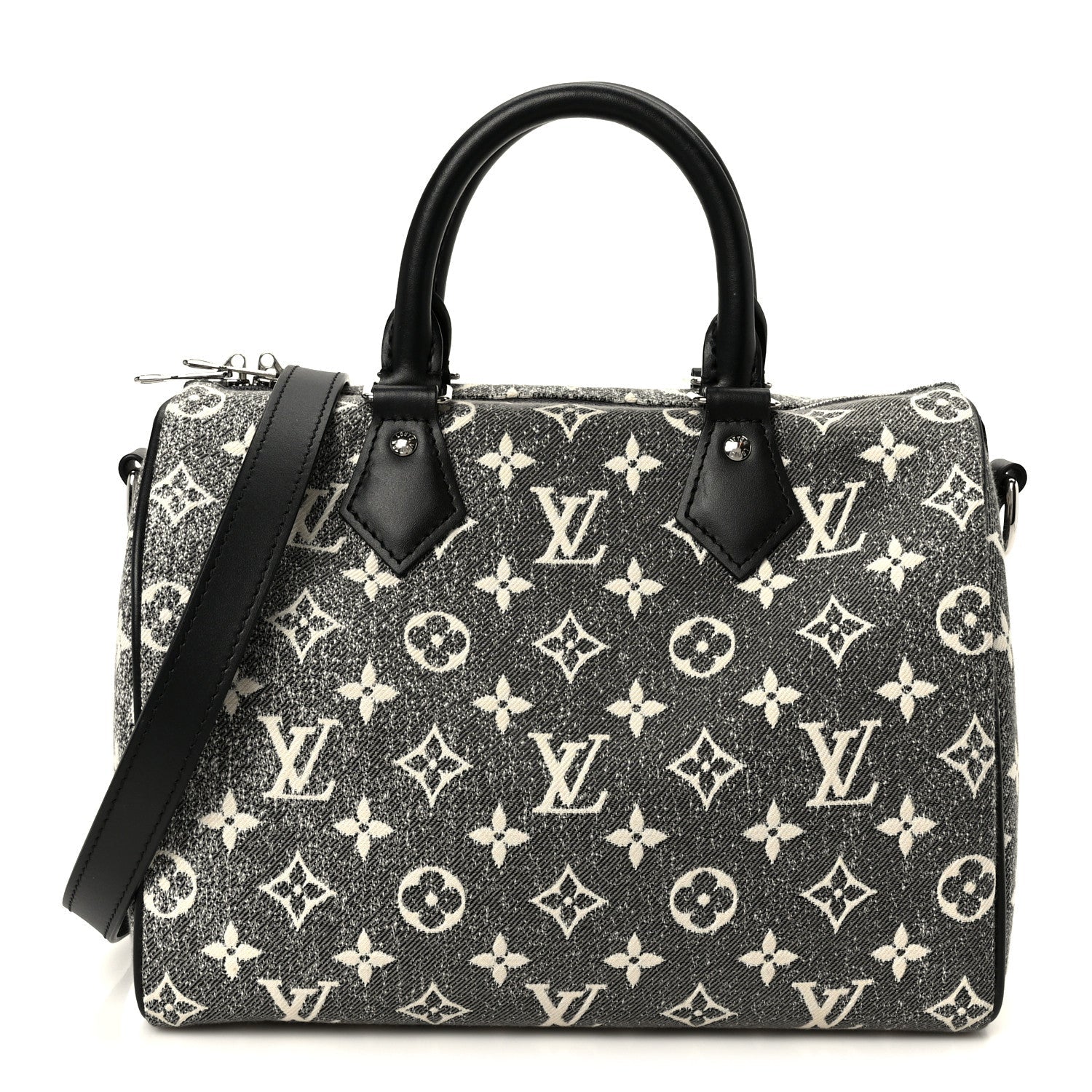Louis Vuitton Denim Monogram Jacquard Speedy Bandouliere 25 Black