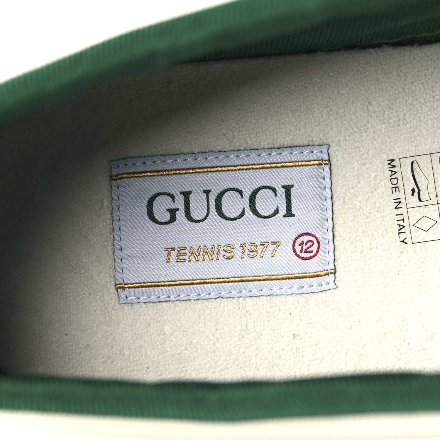 Gucci Jacquard Mini GG Monogram Web Mens 1977 Tennis Sneakers 12 White