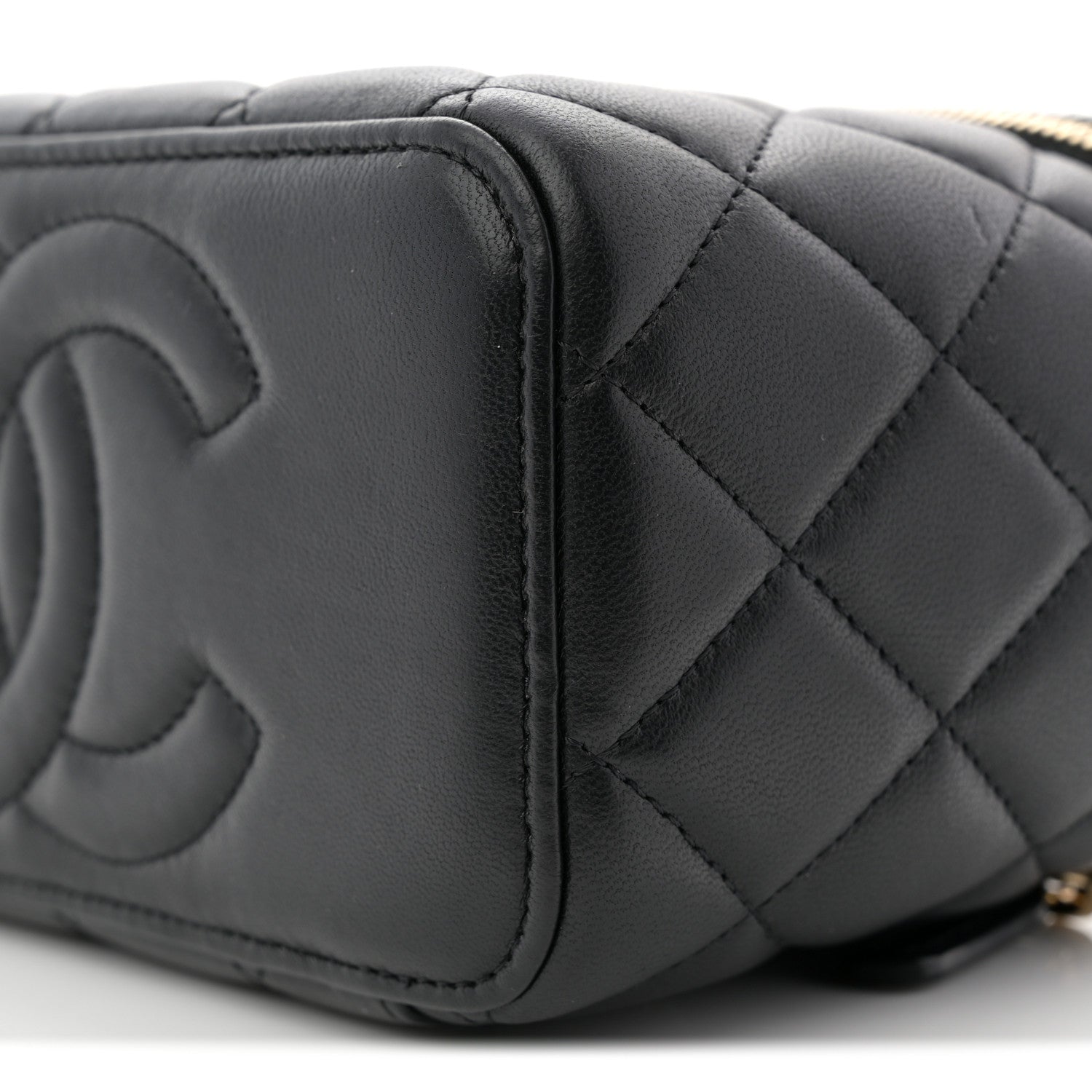 Chanel Lambskin Quilted Pick Me Up Vanity Case Black