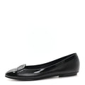 Calfskin Patent Cap Toe Ballerina Flats 38.5 Black