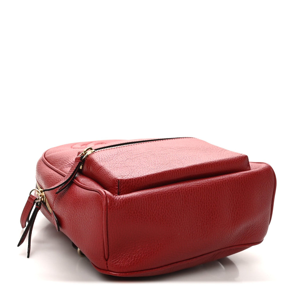Gucci Pebbled Calfskin Soho Chain Backpack Hibiscus Red