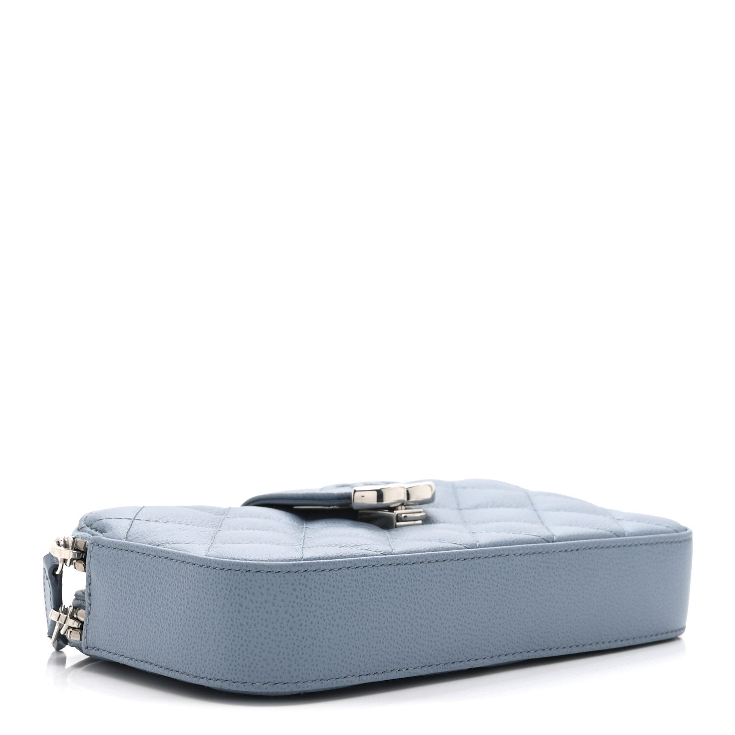 Chanel Caviar Quilted CC Box Clutch With Chain Blue