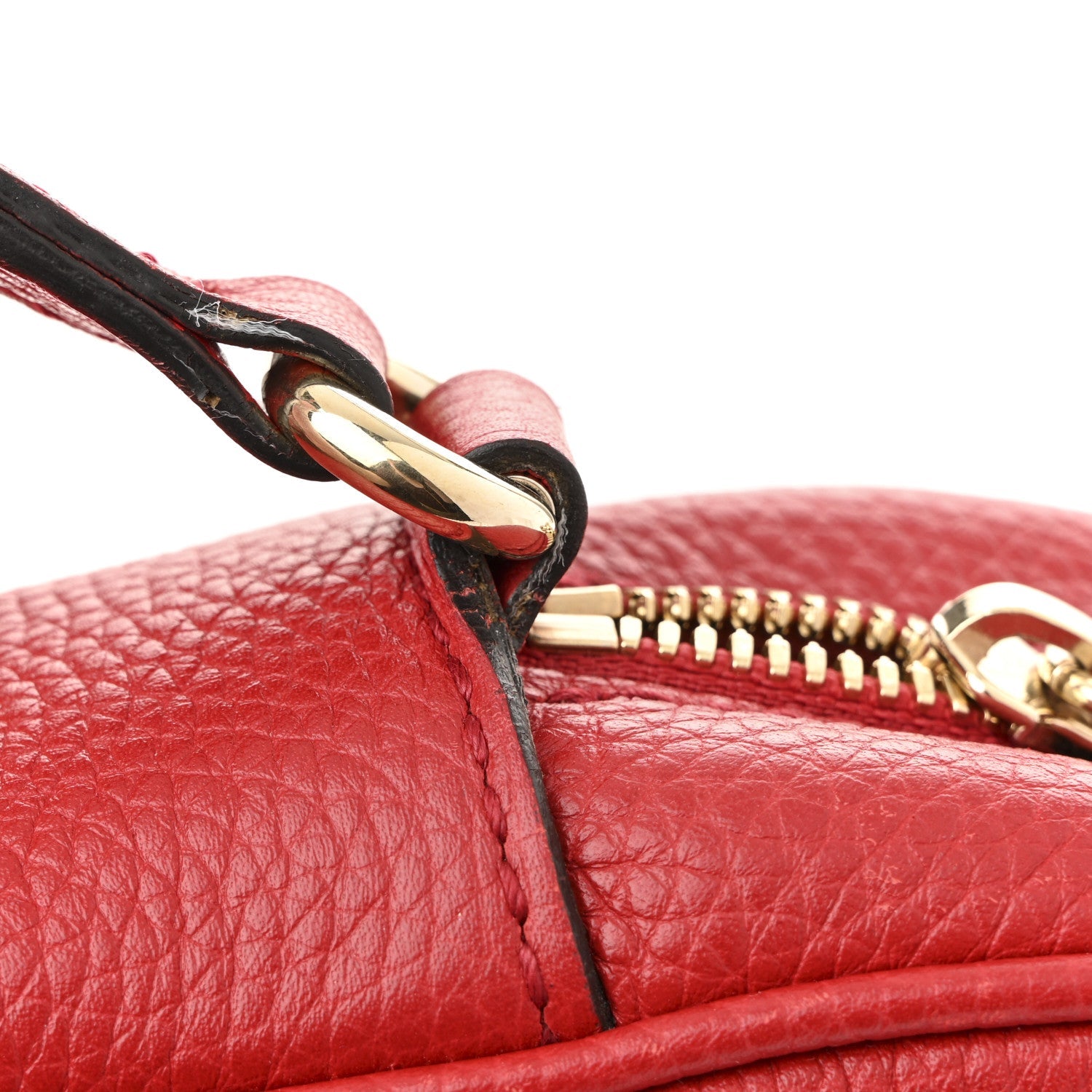 Gucci Pebbled Calfskin Small Soho Disco Bag Tabasco Red