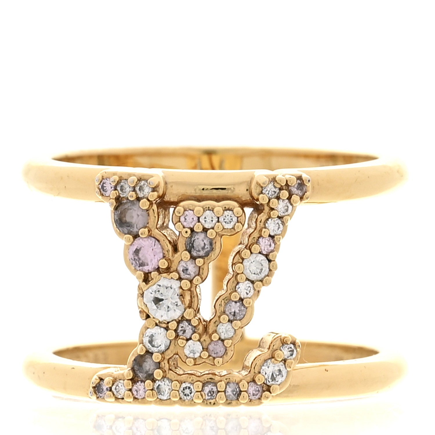 Louis Vuitton Metal Crystal Iconic Tresor Ring L Gold