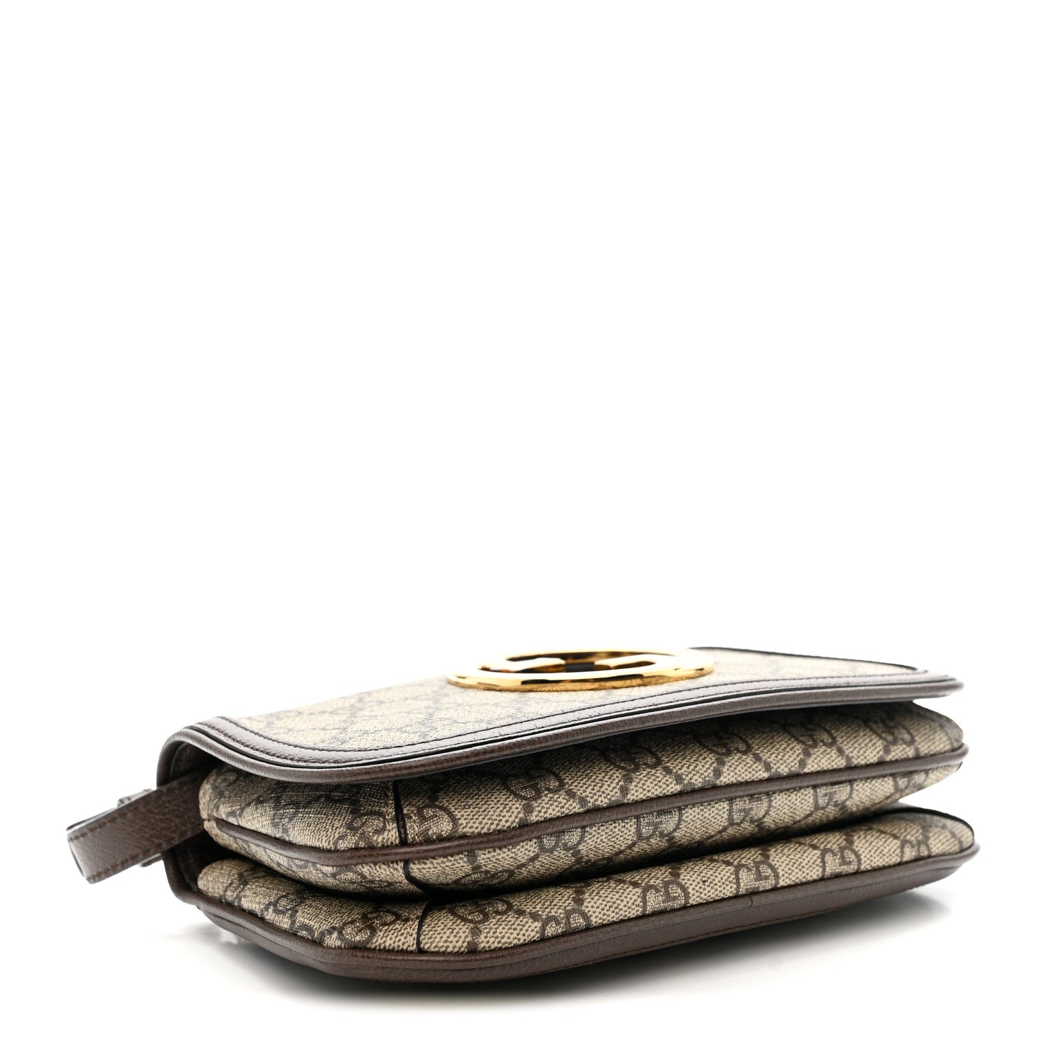 Gucci GG Supreme Monogram Textured Dollar Calfskin Mini Blondie Chain Shoulder Flap Bag Beige Ebony New Acero