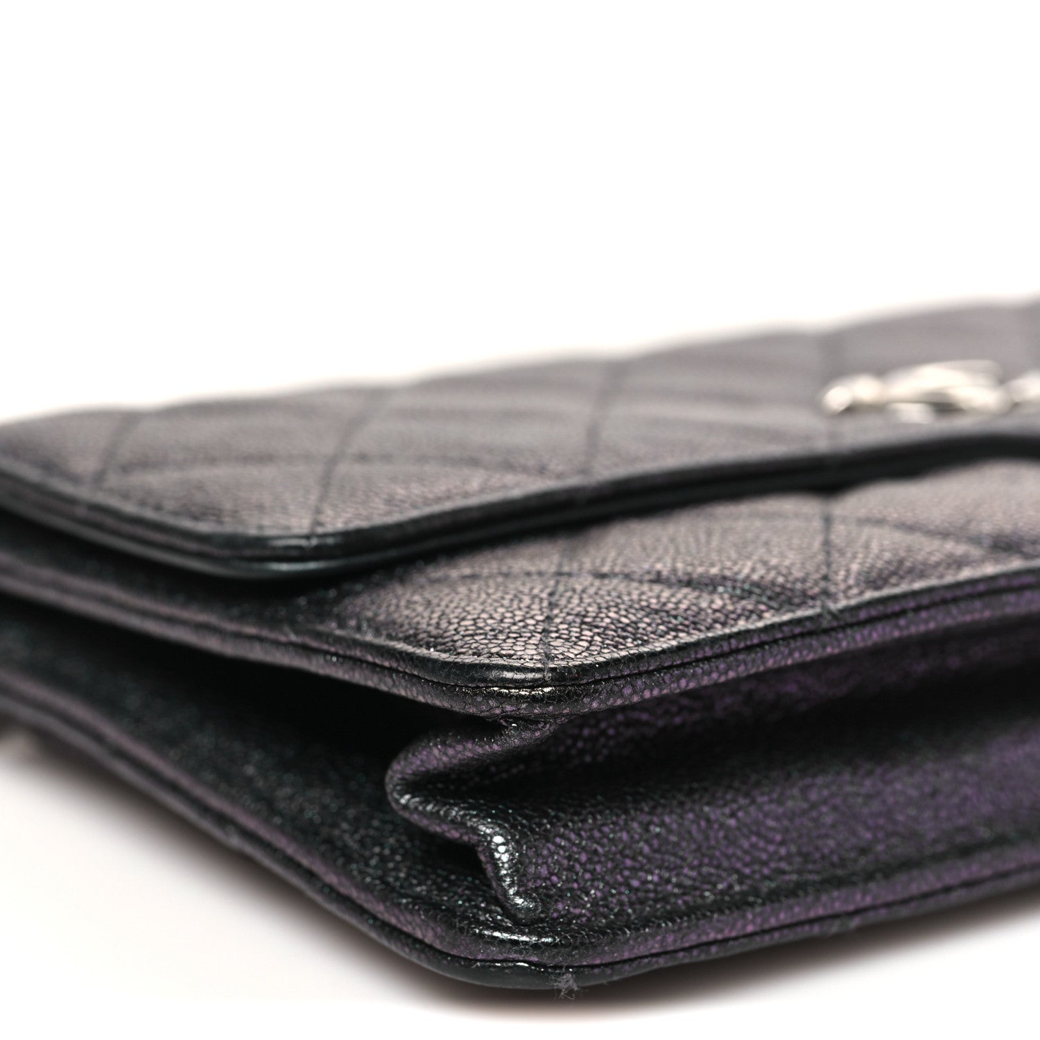 Chanel Iridescent Caviar Quilted Classic Pouch Clutch Black