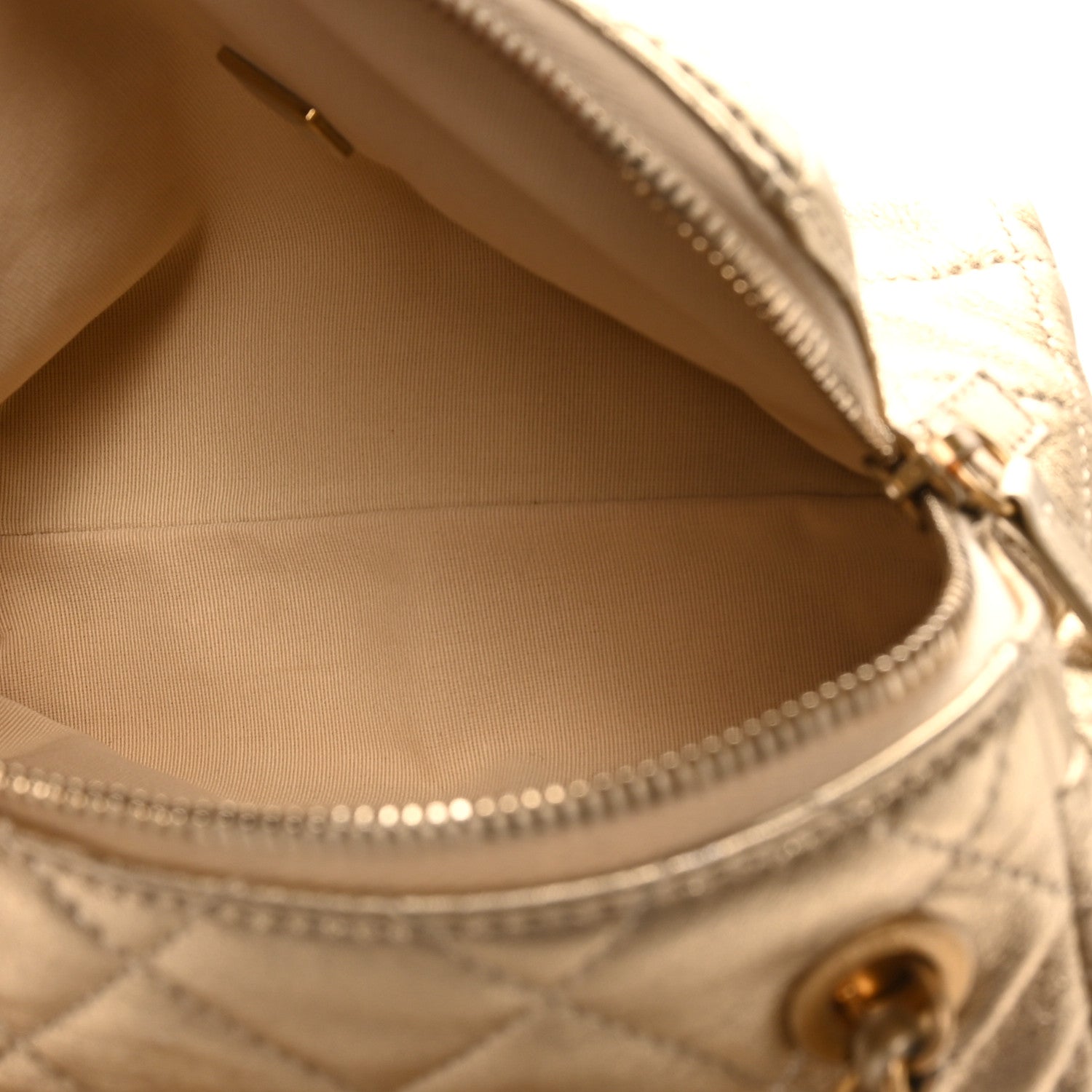 Chanel Metallic Lambskin Quilted Mini Bowling Bag Gold