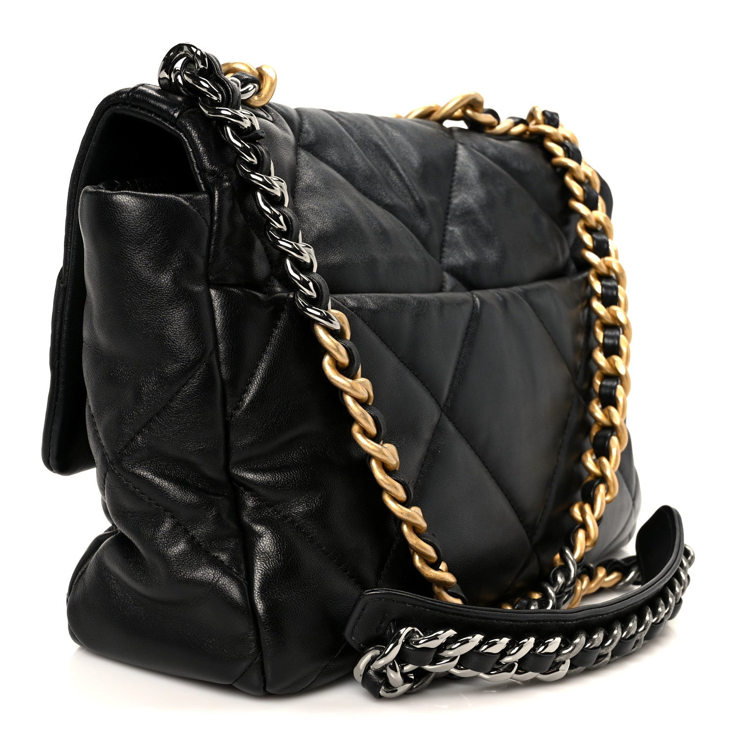 Chanel Goatskin Quilted Large Chanel 19 Flap Black