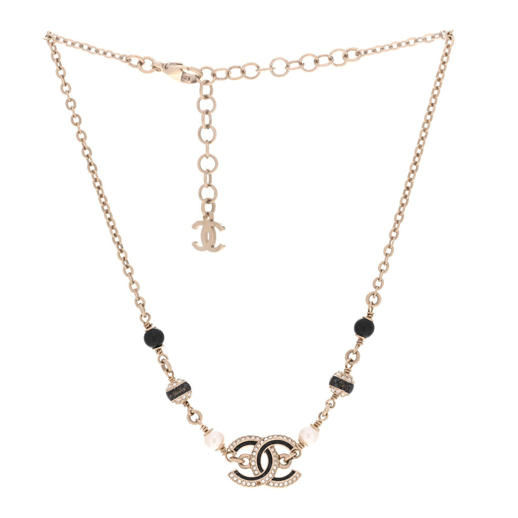 Glitter Enamel Crystal CC Beaded Choker Gold Black