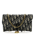 Christian Dior Oblique Saddle Chain Long Wallet Blue