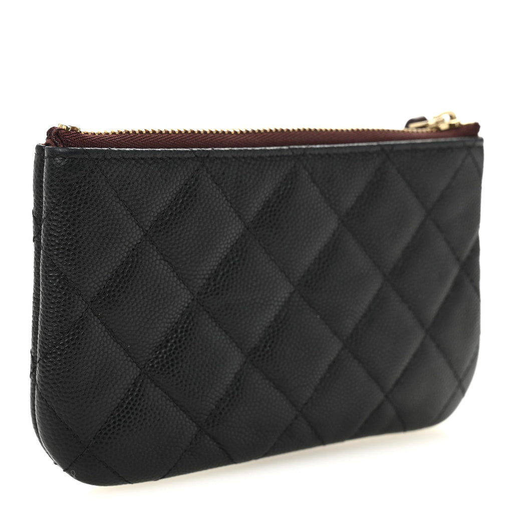 Caviar Quilted Small Cosmetic Case Black