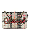 Chanel Tweed Calfskin Signe Wallet On Chain WOC Black Pink Orange