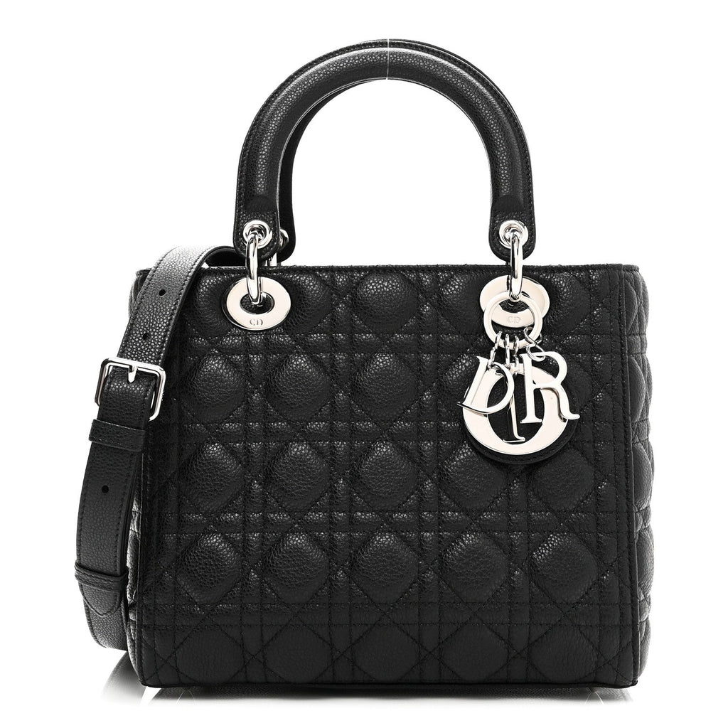 Christian Dior Grained Calfskin Cannage Medium Lady Dior Black