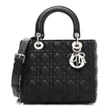 Christian Dior Grained Calfskin Cannage Medium Lady Dior Black