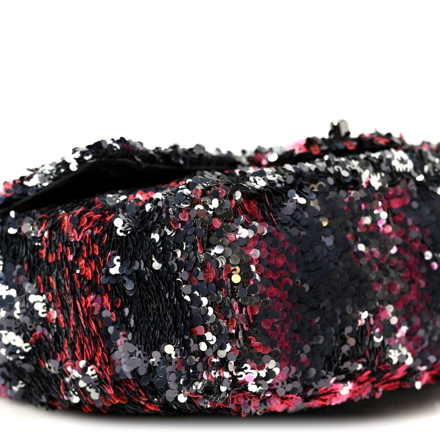 Chanel Sequin Logo Single Flap Pink Silver Black