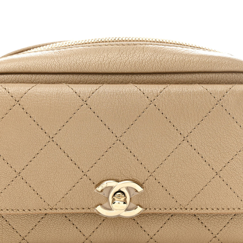 Chanel Metallic Calfskin Quilted Waist Bag Gold